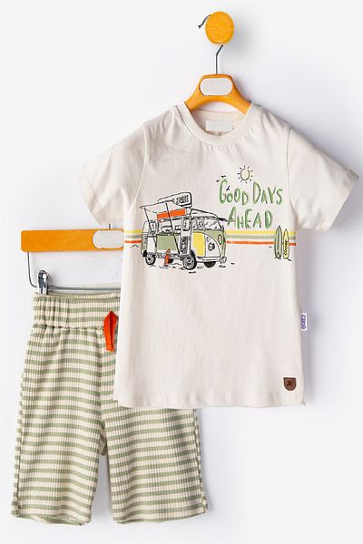 PODIUM GYM New Baby Boy T-Shirt-Shorts 2-Piece Set Good Days Ahead 3D Crew Neck Cover-Up Leg- Cotton Set
