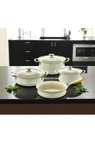 FMS Legendary Granite 7 Piece Cookware Set Beige