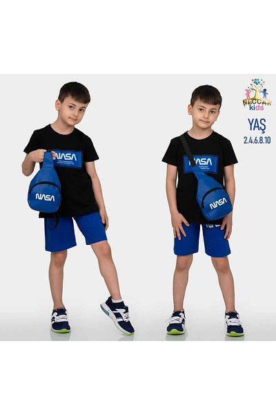 Amur Children's T-Shirt & Shorts & Bag Suit Nasa Printed 3 Pieces