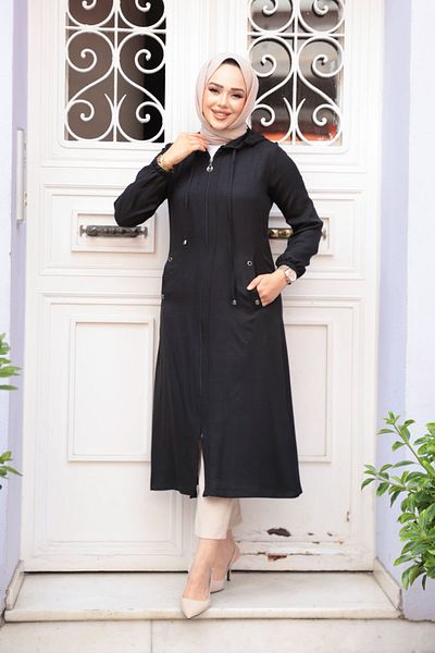 Neva Style - Șapcă neagră cu glugă Hijab 539s