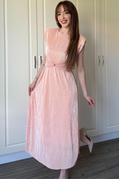 Dilay Gökoğlu Butik Φόρεμα με λεπτομέρεια σε πούδρα με μίντι μέση