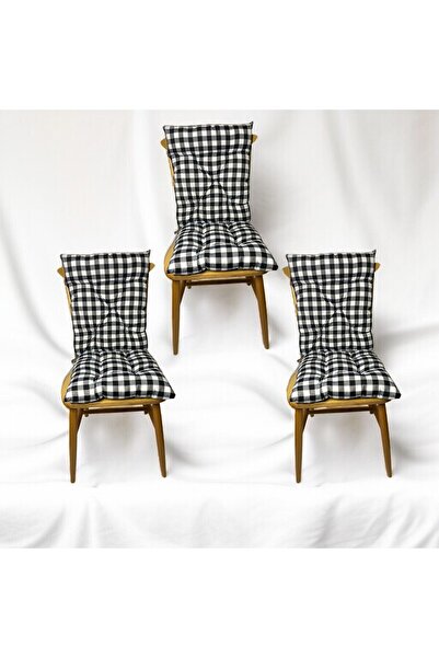 GÜLLÜCE HOME 3'lü*pötikare*arkalıklı*yıkanabilir*sandalye minderi