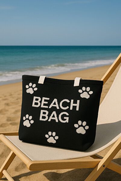 Sebir Moda Τσάντα παραλίας με μοτίβο ποδιών από πλεκτό ύφασμα