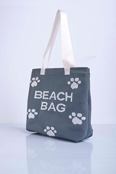 Sebir Moda Τσάντα παραλίας με μοτίβο ποδιών από πλεκτό ύφασμα