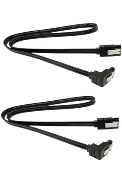 Generic كابل SATA III بسرعة 6 جيجابت في الثانية - عبوة من قطعتين، بزاوية 90 درجة، مع قفل مزلاج لمحركات الأقراص الصلبة ومحركات الأقراص ذات الحالة الصلبة