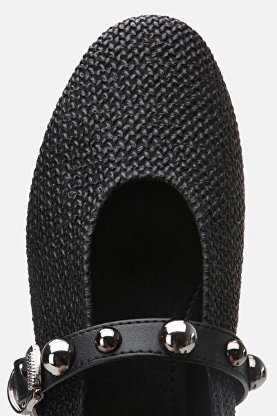 Yaya by Hotiç Women's Black Straw Detailed Ballerinas