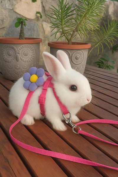 MIT Rabbit Waist Collar with Flowers
