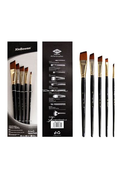 Choice 5PCS-Nail round 5pcs/Set Nylon Hair brush Brush Set Round Flat Brush Acrylic DIY Watercolor Pen Oil