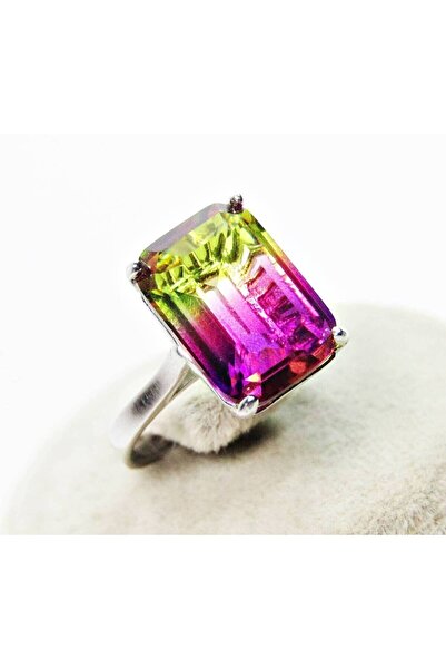 lilahgümüştr Gümüş Baget Turmalin Taşlı Kadın Yüzük