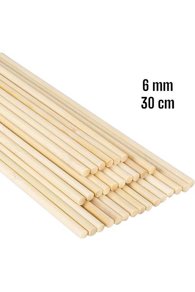 değerli hobi Wooden Bamboo Sticks 30 cm 6 mm 20 Pieces