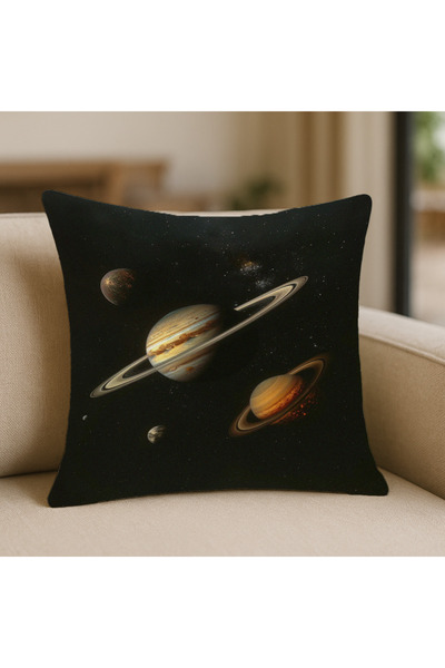 TURKISHRUG KINGDOM غطاء وسادة منقوش على شكل الفضاء والكوكب – مقاس 43×43 سم، م...