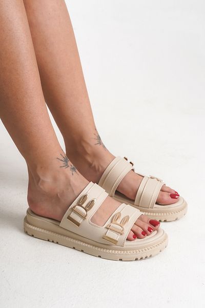 SH SİLVER MODA Women's Double Buckle Slippers