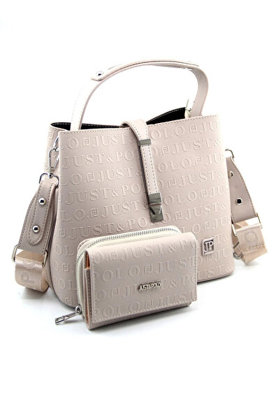 Just Polo Women's Stone Medium Size 3 Compartment Shoulder Bag and Wallet Combination Mh4002Mh