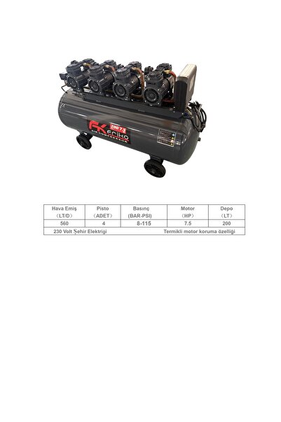 FK FRIKO 200LT 7.5Hp YÜKSEK VERİMLİ YAĞSIZ HAVA KOMPRESÖRÜ