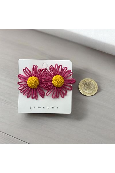 SA ŞA TAKI Floral Pearl Raffia Earrings