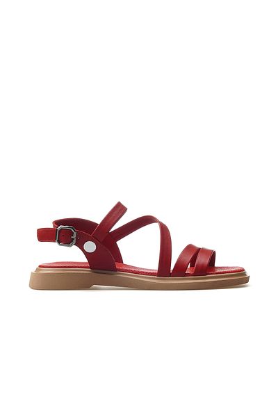 Mammamia Women's Genuine Leather Daily Sandals 25Y D25Ys-5005 Z Red
