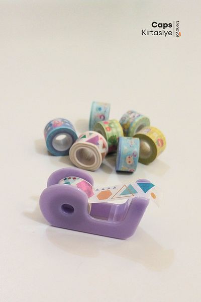 caps office 8 Pieces 2.5 Meter Washi Tape + Tape Cutter Set - for Bullet Journal, Scrapbook, Album, Notebook