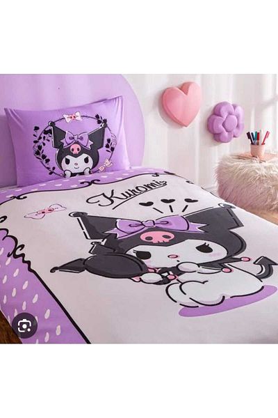 Taç Taç Licensed Kuromi 120X200Cm Single Duvet Cover Set with Elastic Sheets