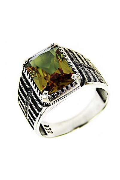 lilahgümüştr Zultanit Kare Taşlı Gümüş Erkek Yüzük