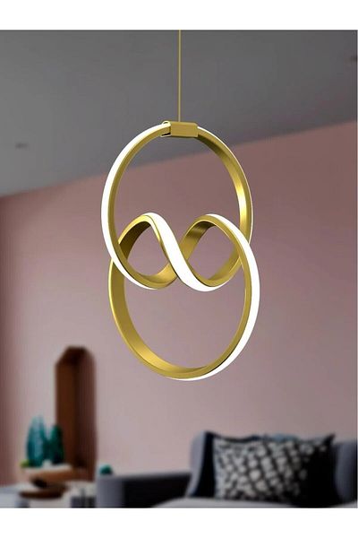 Ece Aydınlatma Orko Yellow Case, White Led Light Led Chandelier for Living Room, Entrance, Kitchen
