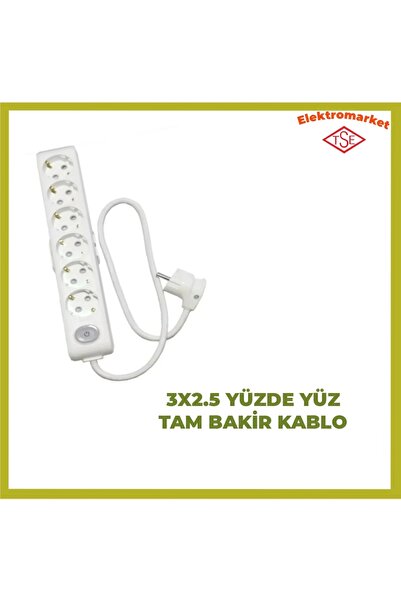 VİKO Multi-let 6'lı 1 Metre Anahtarlı Topraklı Çocuk Korumalı (3x2.5 TTR TAM ...