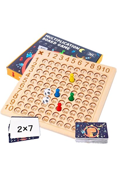 Picodino Joc educativ din lemn Masa de inmultire cu carti, zaruri si pioni, i...