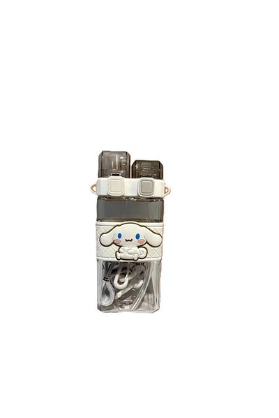 ada çanta kırtasiye Cinnamoroll Figured Children's Water Bottle Flask 520ml with Strap Two Compartment Lid Plastic White Ad2998