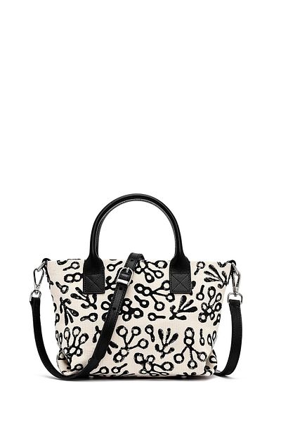 Derimod Kastamonu Stone Print Women's Black Long Strap Patterned Fabric Mini Shoulder Bag 25Sbd22506F