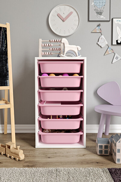 Baby Darling %100 MDF - Small Mono 6 Sepetli Oyuncak Dolabı