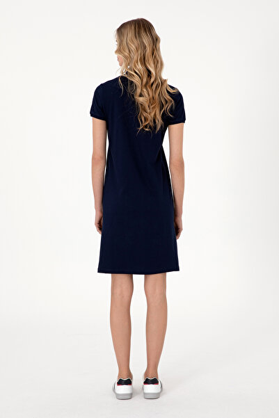 U.S. Polo Assn. Kadın Lacivert Polo Yaka Mini Boy Örme Elbise 50305853-VR033