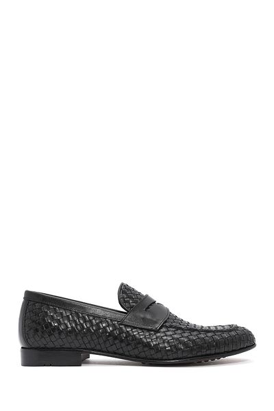 Derimod Men's Black Knit Leather Classic Shoes 25Sfd601429