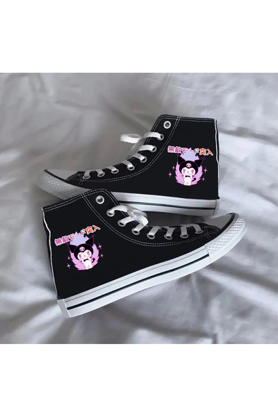 LEVENT ÖZCAN Çince Kuromi Baskılı, Siyah Bilekli Spor Ayakkabı, Çocuk Sneaker