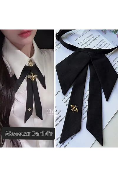 LO ADORO Women's Tie Special Production Bow Tie Collar Bee Brooch Bee Accessory Included Vintage Bee Bow Tie