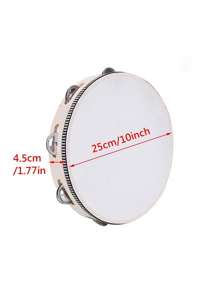 Choice Y01099-10inch 1Pc Wooden Tambourine 4/6/8/10-Inch Beige Rim with Metal Jingles Musical Educational P
