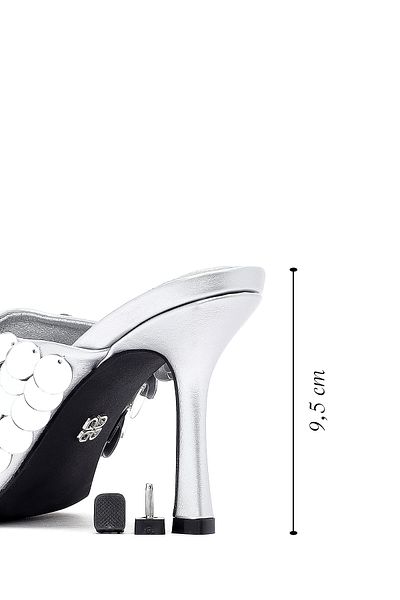 Derimod Women's Silver Sequin Thin Heeled Slippers 25Sfe451414