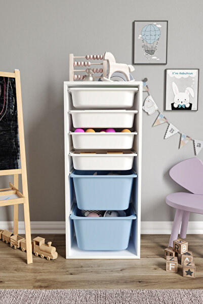 Baby Darling %100 MDF - Large Mono 6 Sepetli Oyuncak Dolabı