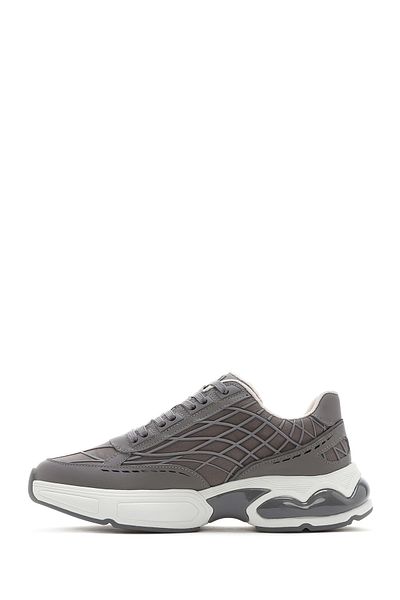 Derimod Men's Gray Lace-Up Thick Soled Fabric Sneaker 25Sfd69416F