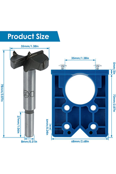 choice2 مجموعة أدوات حفر المفصلات 35 مم، دليل مخفي، أداة حفر ثقوب المفصلات، أ...