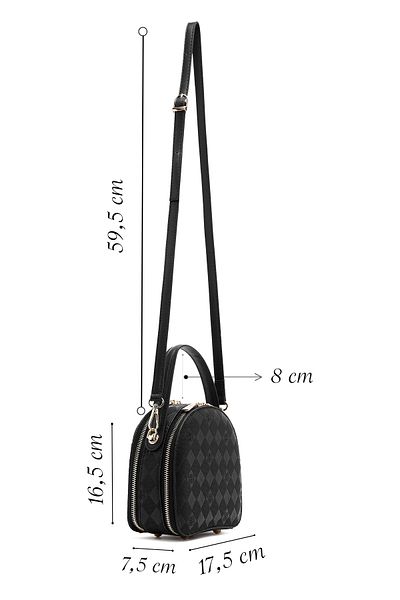 Derimod Women's Black Long Strap Printed Mini Shoulder Bag 25Sbd202726
