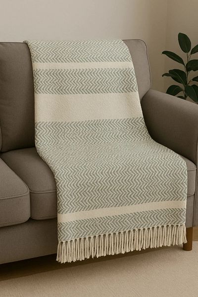 Özdilek Sofa Cover Set 3 Pieces 140X190 cm Green 1 Piece Cover 2 Piece Throw Pillow