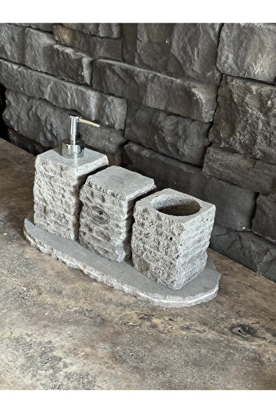 Polen Stone Natural Basalt Stone 4-Piece Bathroom Set