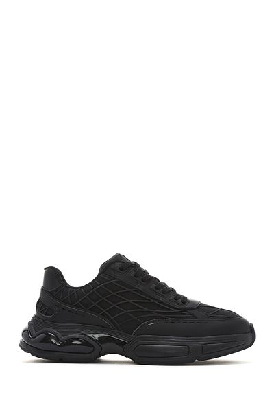 Derimod Men's Black Lace-Up Thick Sole Fabric Sneaker 25Sfd69416F