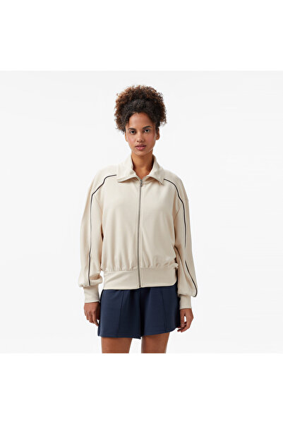 Nautica Kadın Ekru Regular Fit Dik Yaka Sweatshirt