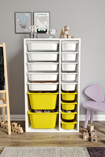 Baby Darling %100 MDF - XL Duo 16 Sepetli Oyuncak Dolabı