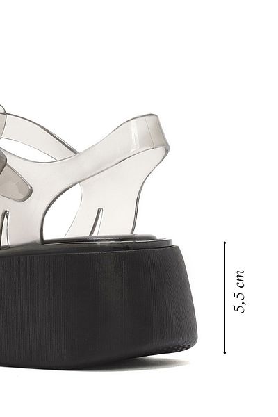 Derimod Women's Black Ankle Buckle Thick Sole Jelly Sandals 25Sfe4929Pv