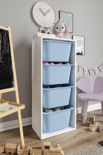 Baby Darling %100 MDF - Large Mono 4 Büyük Sepetli Oyuncak Dolabı