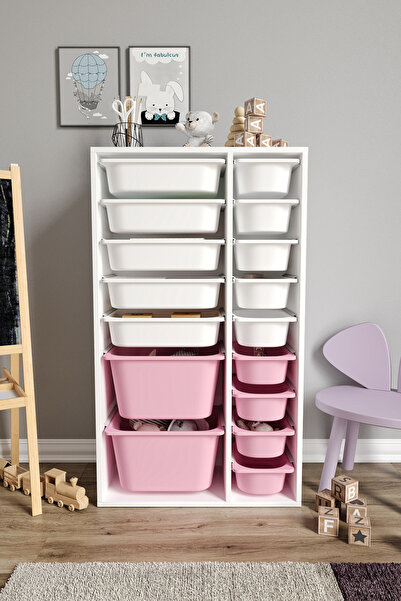 Baby Darling %100 MDF - XL Duo 16 Sepetli Oyuncak Dolabı