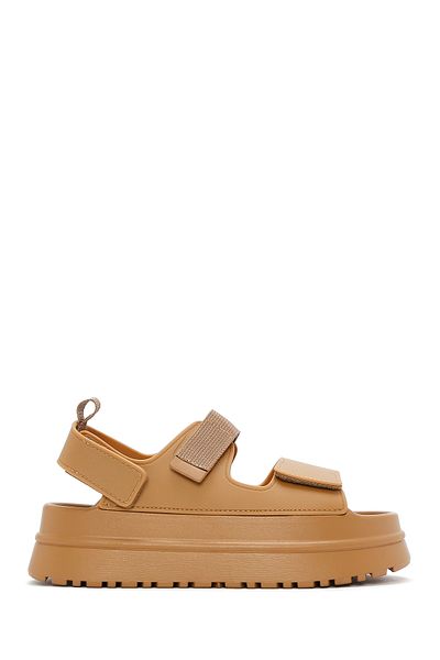 Derimod Women's Tan Strappy Thick Soled Jelly Sandals 25Sfe4753Pv