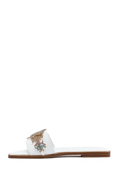 Derimod Women's White Stone Slippers 25Sfe450914