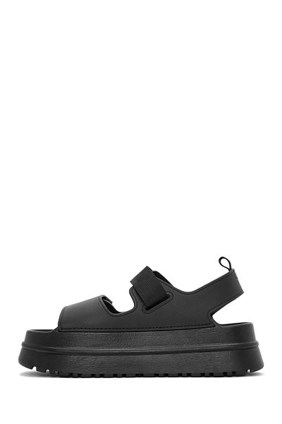 Derimod Women's Black Banded Thick Soled Jelly Sandals 25Sfe4753Pv